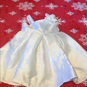 Zara White Formal Kids Dress with Floral Accent